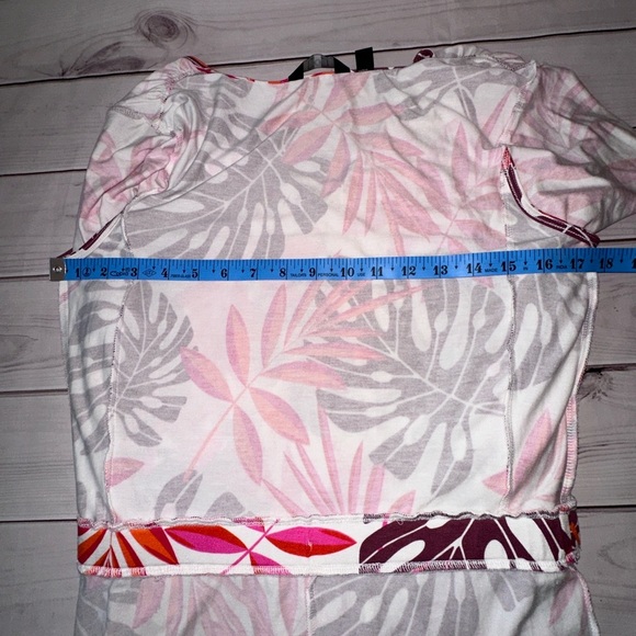 G by Giuliana Pink and Orange Tropical Print Leaf Maxi Dress Summer Stretchy - Picture 7 of 8